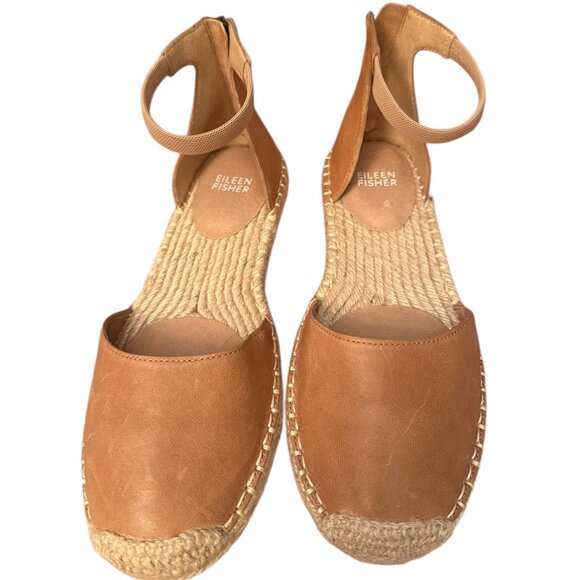 Eileen Fisher Shoes - NWOB Eileen Fisher Lala Tumbled Leather Espadrille Flat in Latte Sz 7
